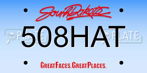 508HAT South Dakota License Plate