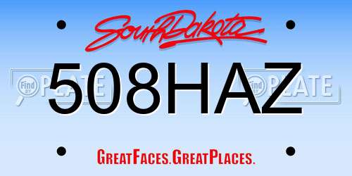 508HAZ South Dakota License Plate