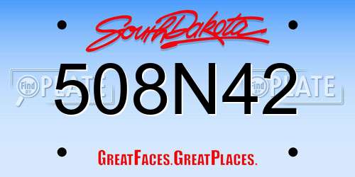 508N42 South Dakota License Plate