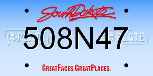 508N47 South Dakota License Plate