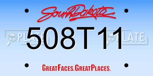 508T11 South Dakota License Plate