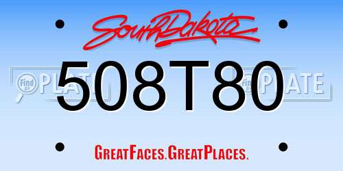 508T80 South Dakota License Plate