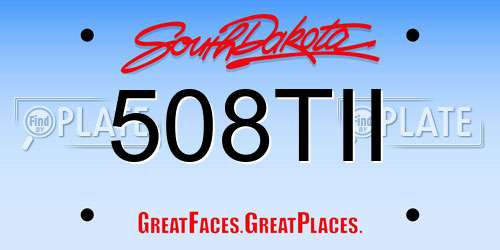 508TII South Dakota License Plate