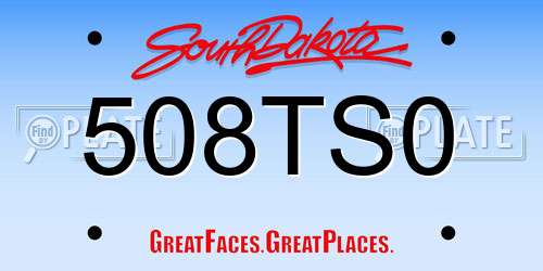 508TS0 South Dakota License Plate
