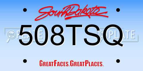 508TSQ South Dakota License Plate