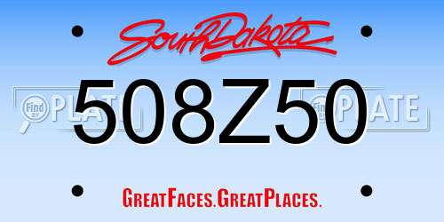 508Z50 South Dakota License Plate