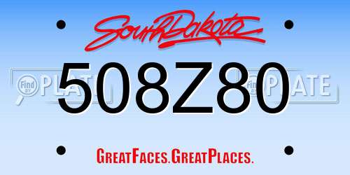 508Z80 South Dakota License Plate