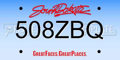 508ZBQ South Dakota License Plate