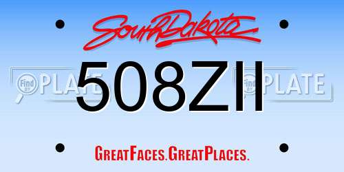 508ZII South Dakota License Plate