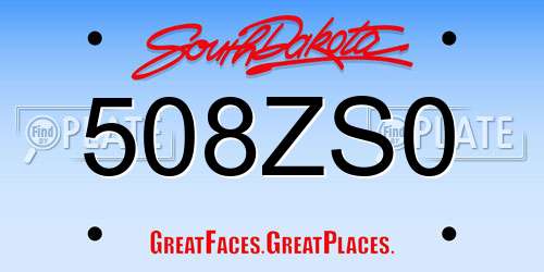508ZS0 South Dakota License Plate