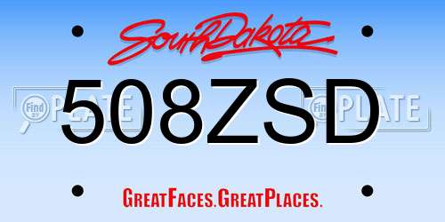 508ZSD South Dakota License Plate