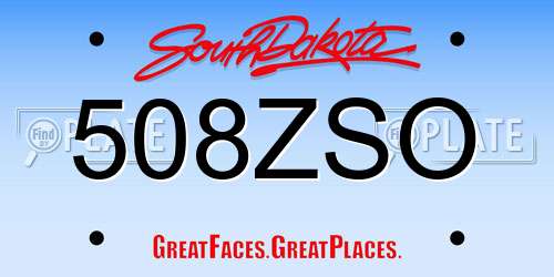 508ZSO South Dakota License Plate