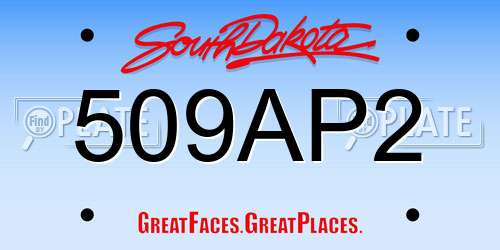 509AP2 South Dakota License Plate