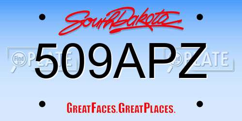 509APZ South Dakota License Plate