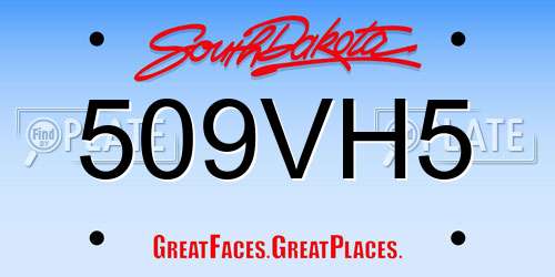 509VH5 South Dakota License Plate