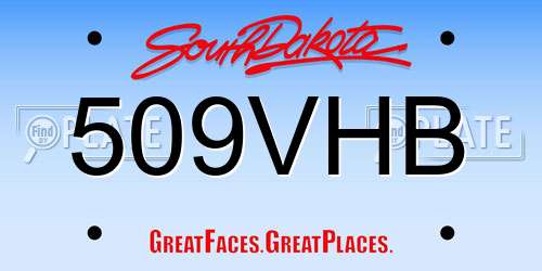 509VHB South Dakota License Plate
