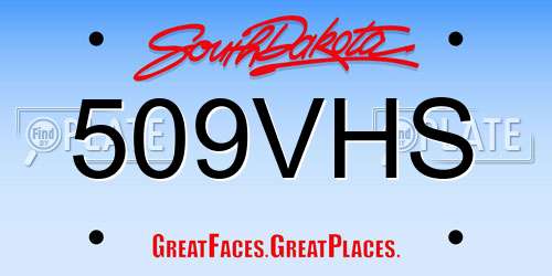 509VHS South Dakota License Plate