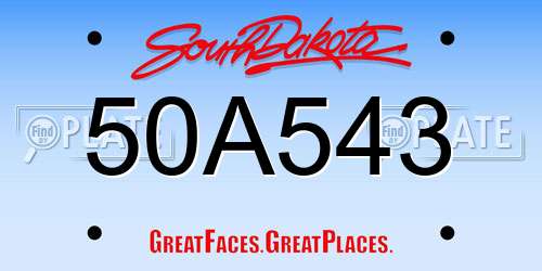 50A543 South Dakota License Plate