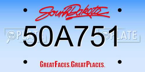 50A751 South Dakota License Plate