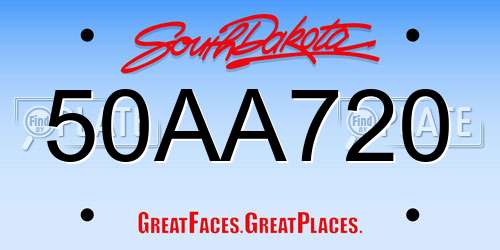50AA720 South Dakota License Plate