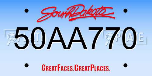 50AA770 South Dakota License Plate
