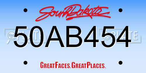 50AB454 South Dakota License Plate