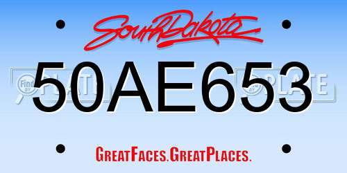 50AE653 South Dakota License Plate