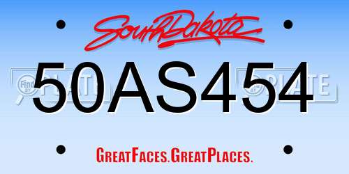 50AS454 South Dakota License Plate