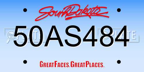 50AS484 South Dakota License Plate