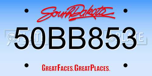 50BB853 South Dakota License Plate