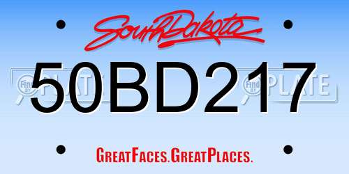 50BD217 South Dakota License Plate