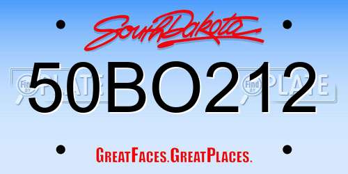 50BO212 South Dakota License Plate