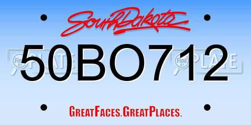 50BO712 South Dakota License Plate