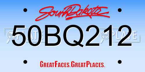 50BQ212 South Dakota License Plate