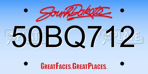 50BQ712 South Dakota License Plate