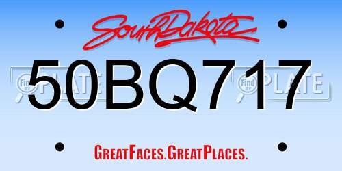 50BQ717 South Dakota License Plate