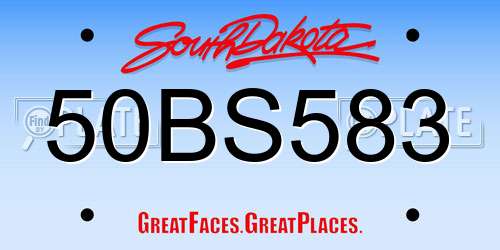 50BS583 South Dakota License Plate
