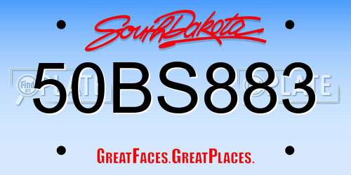 50BS883 South Dakota License Plate
