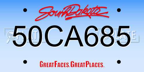 50CA685 South Dakota License Plate