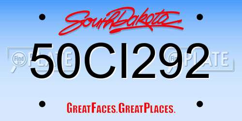 50CI292 South Dakota License Plate