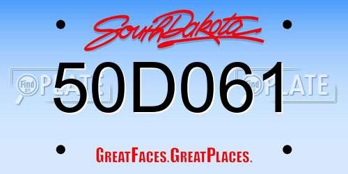 50D061 South Dakota License Plate