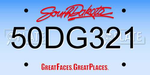 50DG321 South Dakota License Plate