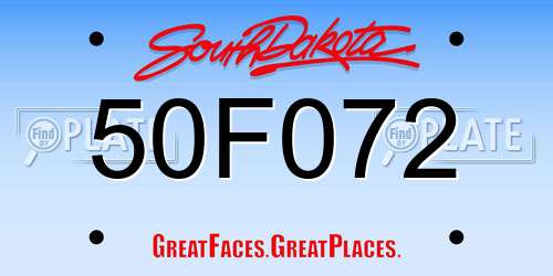 50F072 South Dakota License Plate