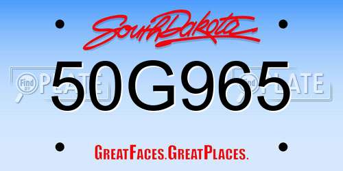 50G965 South Dakota License Plate