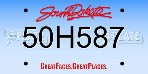 50H587 South Dakota License Plate