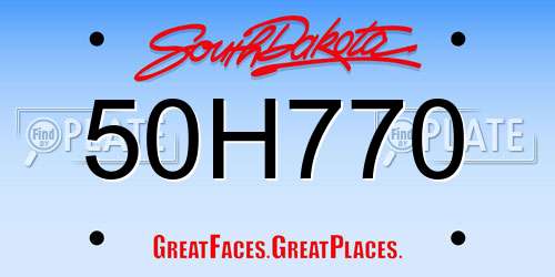 50H770 South Dakota License Plate