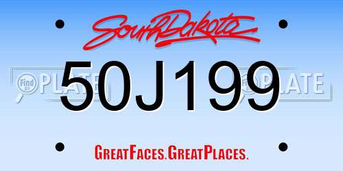 50J199 South Dakota License Plate