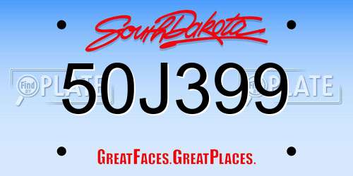 50J399 South Dakota License Plate