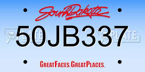 50JB337 South Dakota License Plate