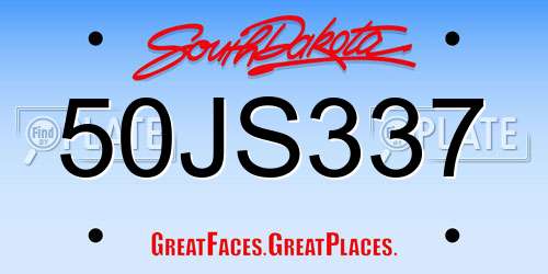 50JS337 South Dakota License Plate